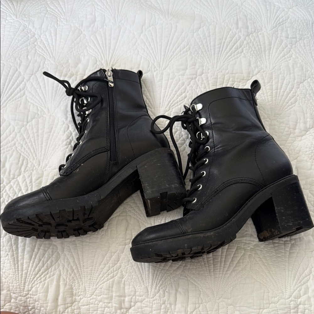 Marc Fisher Black Lace-Up Ankle Boots